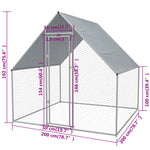 Coteț de găini pentru exterior, 2x2x1,92 m, oțel galvanizat