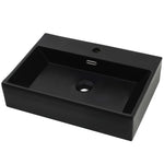 Bazin cu orificiu robinet ceramică, 60,5x42,5x14,5 cm, negru