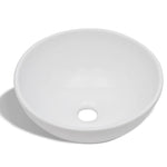 Chiuvetă de baie cu robinet mixer, ceramică, rotund, alb