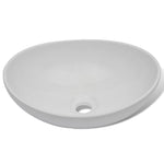 Chiuvetă de baie cu robinet mixer, ceramică, oval, alb