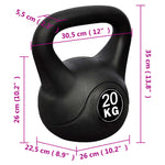 Greutate tip bilă cu mâner Kettlebell, 20 kg