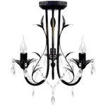 Candelabru metal negru stil Art Nouveau, mărgele cristal, 3xbecuri E14