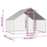 Coteț de păsări pentru exterior, 2,75x2x1,92 m, oțel galvanizat