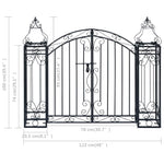 Poartă de grădină ornamentală, 122 x 20,5 x 100 cm, fier forjat