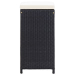 Set mobilier bar de grădină cu perne, 7 piese, negru, poliratan