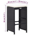 Set mobilier bar de grădină cu perne, 7 piese, negru, poliratan