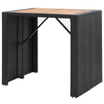 Set mobilier de exterior 5 piese, negru, poliratan, lemn acacia