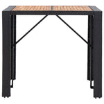 Set mobilier de exterior 5 piese, negru, poliratan, lemn acacia