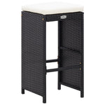 Set mobilier de bar de exterior, negru, poliratan