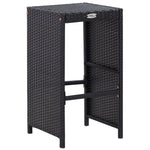 Set mobilier de bar de exterior, negru, poliratan