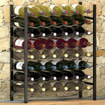 Suport sticle de vin pentru 48 de sticle, negru, metal