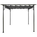 Pergolă cu acoperiș retractabil, antracit, 3x3m, oțel, 180 g/m²