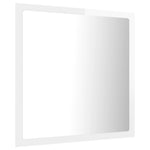 Oglindă de baie cu LED, alb extralucios, 40x8,5x37 cm, acril