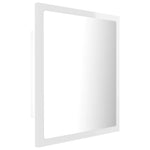 Oglindă de baie cu LED, alb extralucios, 40x8,5x37 cm, acril