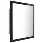 Oglindă de baie cu LED, negru extralucios, 40x8,5x37 cm, acril