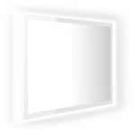 Oglindă de baie cu LED, alb extralucios, 60x8,5x37 cm, acril