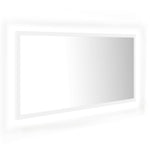 Oglindă de baie cu LED, alb, 90x8,5x37 cm, acril