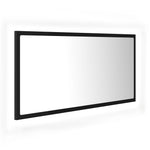 Oglindă de baie cu LED, negru, 90x8,5x37 cm, acril