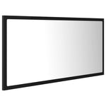 Oglindă de baie cu LED, negru, 90x8,5x37 cm, acril