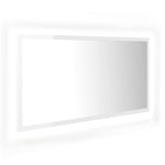 Oglindă de baie cu LED, alb extralucios, 90x8,5x37 cm, acril