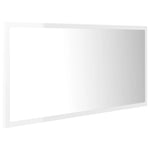 Oglindă de baie cu LED, alb extralucios, 90x8,5x37 cm, acril