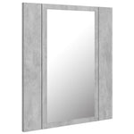 Dulap de baie cu oglindă & LED, gri beton, 40x12x45 cm acril