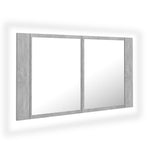 Dulap de baie cu oglindă & LED, gri beton, 80x12x45 cm acril