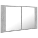 Dulap de baie cu oglindă & LED, gri beton, 80x12x45 cm acril