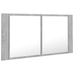 Dulap de baie cu oglindă & LED, gri beton, 90x12x45 cm acril