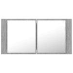 Dulap de baie cu oglindă & LED, gri beton, 90x12x45 cm acril