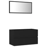 Set mobilier de baie, 2 piese, negru, PAL