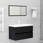 Set mobilier de baie, 2 piese, negru, PAL