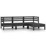 Set mobilier de grădină, 4 piese, negru, lemn masiv de pin