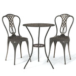 Set mobilier bistro, 3 piese, bronz, aluminiu turnat