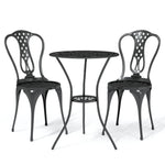 Set mobilier bistro, 3 piese, negru, aluminiu turnat