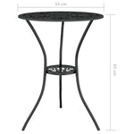 Set mobilier bistro, 3 piese, negru, aluminiu turnat