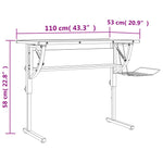 Birou creație alb & gri 110x53x(58-87)cm lemn prelucrat & oțel