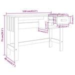 Birou „HAMAR”, gri deschis, 110x40x75 cm, lemn masiv de pin