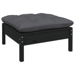 Set mobilier grădină cu perne, 10 piese, negru, lemn de pin