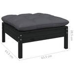 Set mobilier grădină cu perne, 10 piese, negru, lemn de pin