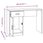 Birou cu sertar și dulap, gri beton 100x40x73 cm lemn prelucrat