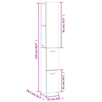 Dulap de baie, stejar afumat, 25x26,5x170 cm, lemn prelucrat