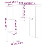 Dulap de hol, stejar sonoma, 97,5x37x99 cm, lemn prelucrat