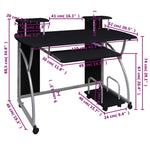 Birou de computer, negru, 110x52x88,5 cm, lemn prelucrat