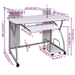 Birou de computer, alb, 110x52x88,5 cm, lemn prelucrat