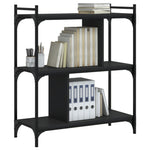 Bibliotecă cu 3 niveluri, negru, 76x32x88 cm, lemn prelucrat