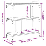 Bibliotecă cu 3 niveluri, negru, 76x32x88 cm, lemn prelucrat