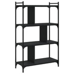 Bibliotecă cu 4 niveluri, negru, 76x32x123 cm, lemn prelucrat