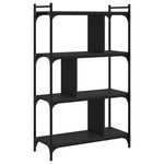 Bibliotecă cu 4 niveluri, negru, 76x32x123 cm, lemn prelucrat