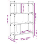 Bibliotecă cu 4 niveluri, negru, 76x32x123 cm, lemn prelucrat